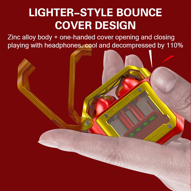 Tai nghe Red Metal Gaming Bluetooth 5.3 nhet tai thể thao hot thời trang chấtlượng the thao tai nghe điện thoại pro siêu nhét tai không dây audio ko dây nút nhét tai comic TWS wireless  earphone PUBG earpods