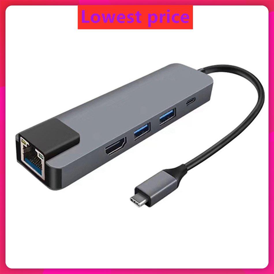 5 in 1 Multifunctional USB Type C Hub Hdmi USB C Hub to Gigabit Rj45 Adapter