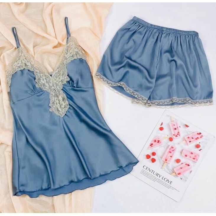 Đồ ngủ 2 dây phối ren có mút ngực gợi cảm mặc nhà chất lụa satin mềm mại thoáng mát Freesize - CN012 CINY | BigBuy360 - bigbuy360.vn