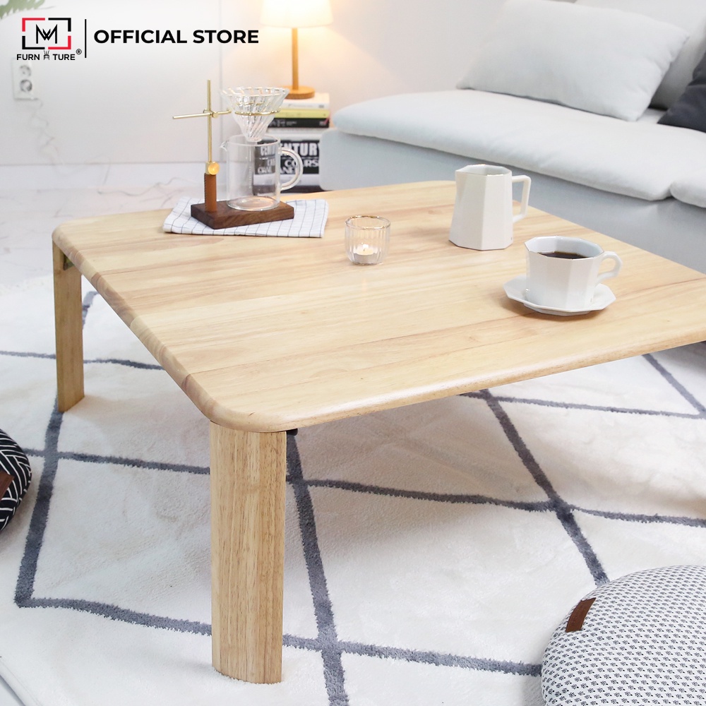 Bàn trà sofa C table chân gấp gọn gỗ cao su xuất khẩu hàn quốc thương hiệu MW FURNITURE
