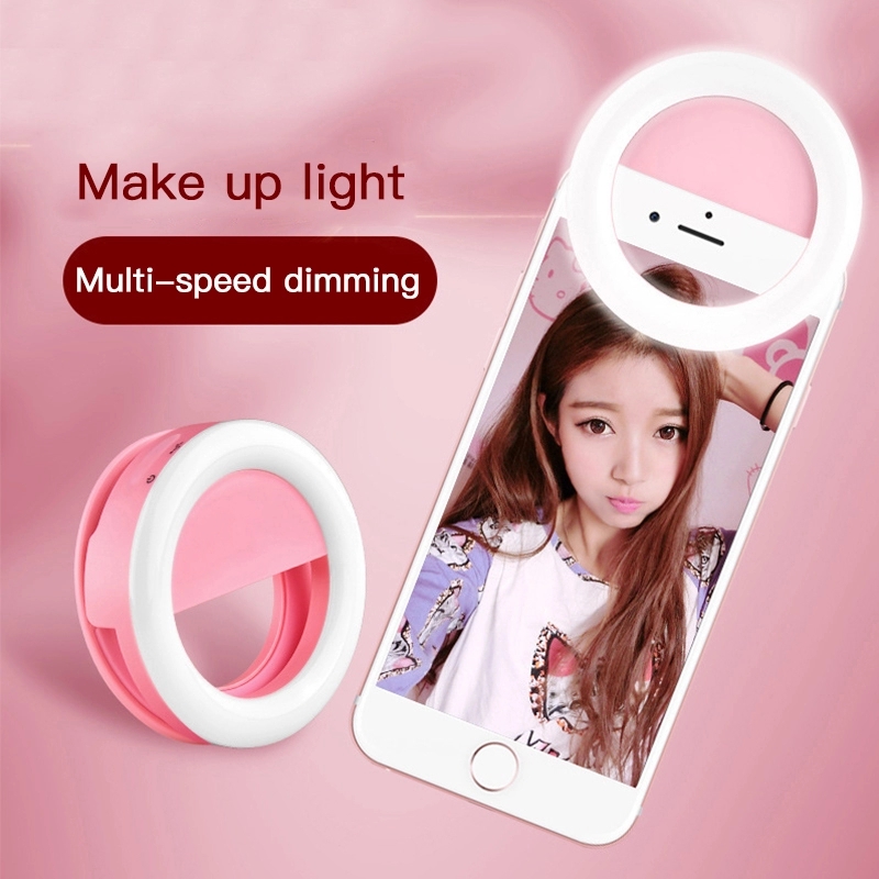Đèn LED tròn RK14 có kẹp gắn điện thoại di động có thể sạc lại cho selfie/trang điểm | BigBuy360 - bigbuy360.vn