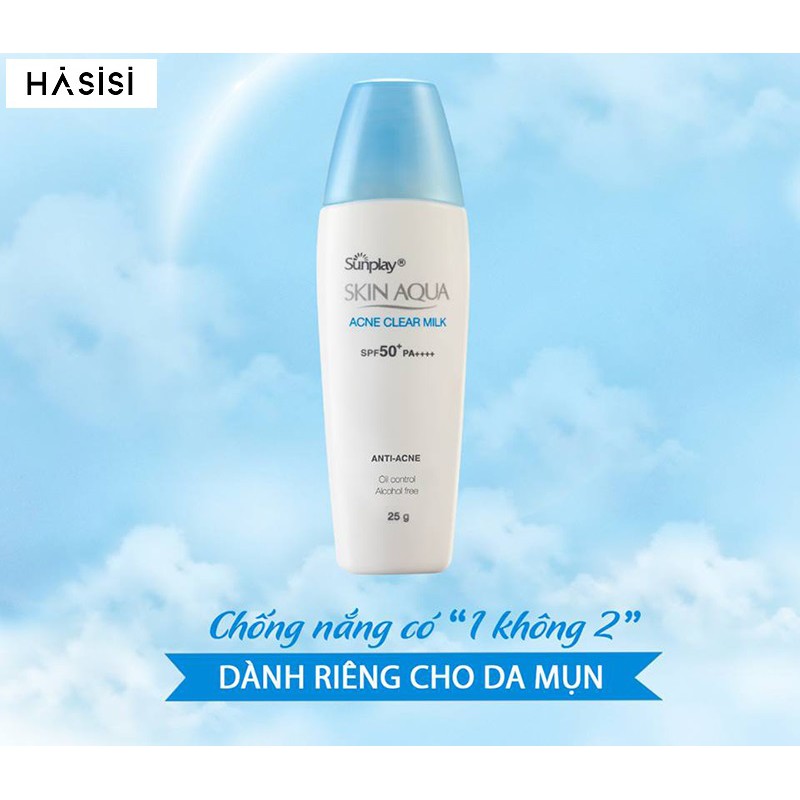 Sữa Chống Nắng Dưỡng Da Ngừa Mụn SUNPLAY SKIN AQUA ACNE MILK SPF50+ PA++++ 25g (kèm khuyến mãi )