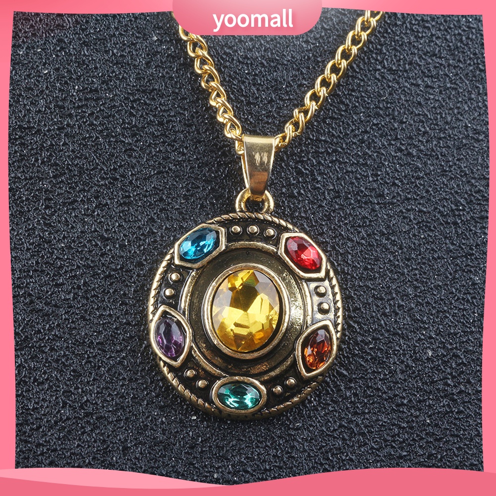 Dây chuyền mặt kim loại hình vô cực thanos đính đá thời trang Unisex