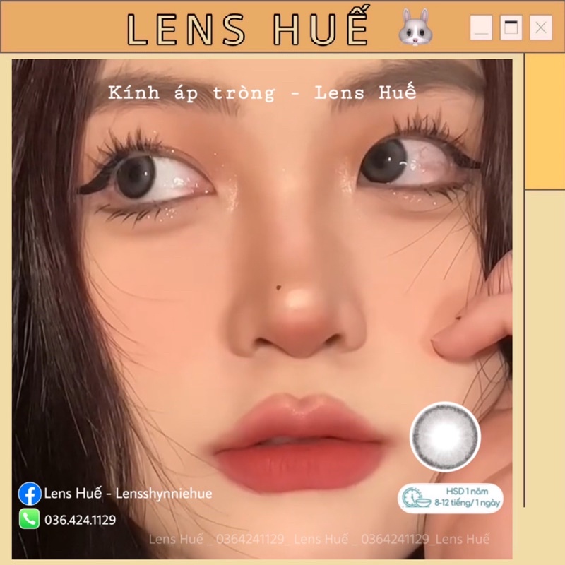 ✨ Lens Gray - Kính áp tròng size S - tây nhẹ pha xanh - Lens Huế