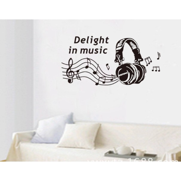 Decal trang trí tường Tai nghe Music hiện đại