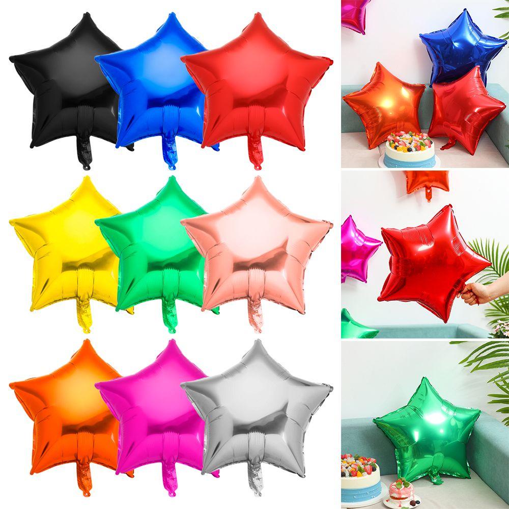 LAKAMIER Set 10 Bong Bóng Nhôm Hình Ngôi Sao