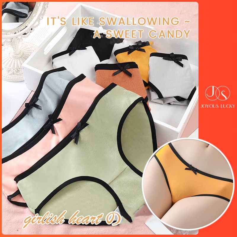 Quần lót nữ cotton lưng thấp không đường may đính nơ xinh xắn nhiều màu tùy chọn