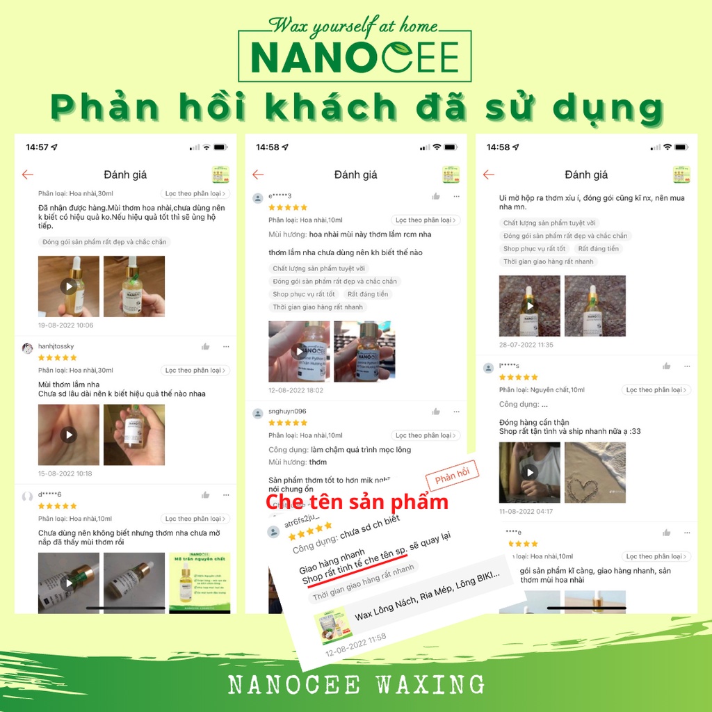 Mỡ Trăn Nguyên Chất, Hoa Nhài, Ngọc Lan Tây, Serum Mỡ Trăn Tươi NANOCEE Triệt Lông Chân, Nách, Bikini, Ức Chế Mọc Lông