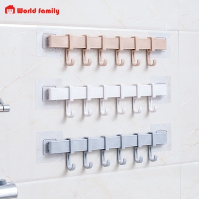 Thanh treo đồ gồm 6 móc, dán tường siêu chắc chắn