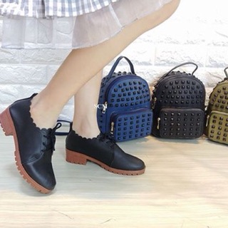 Giày oxford da trơn gợn sóng