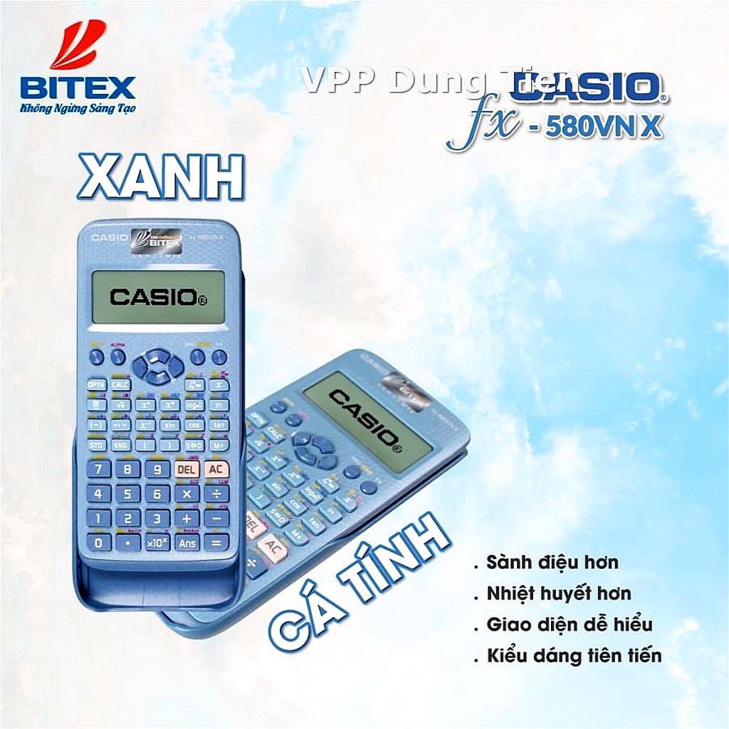 Máy Tính casio fx 580vn x Màu Xanh/ Hồng/ Đen BH điện tử 7 năm, check mã QR code- CHÍNH HÃNG