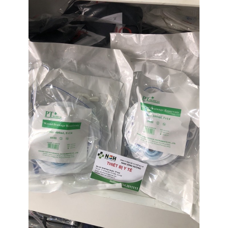 Bộ Bình dẫn lưu hút dịch vết thương 4 lò so Bình hút áp lực âm vết thương Wound Spring Drainage System 14fr 200ml 400ml