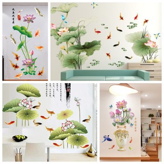 [Siêu rẻ-Siêu đẹp- Siêu sale] Decal dán tường trang trí gia đình HOA SEN - Sang trọng - Thanh lịch - Ấn tượng