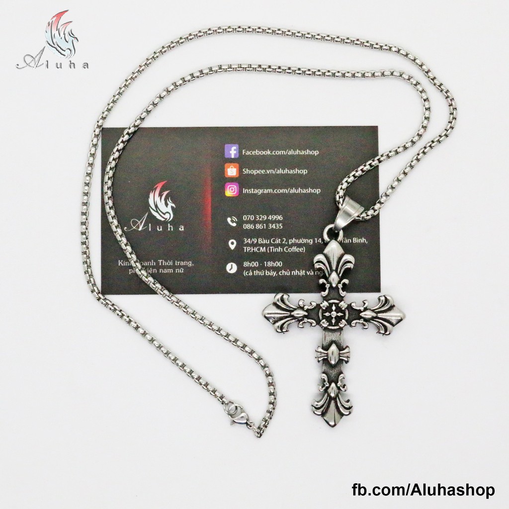 Dây chuyền Titan Chrome Heart Cross phong cách retro Gothic - NL070 - Aluha