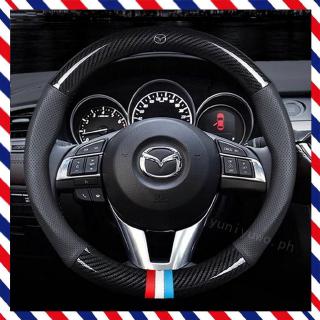 Bọc vô lăng sợi carbon chất lượng cao chống mồ hôi có lỗ thông hơi Mazda 2 3 6 CX3 CX5