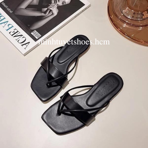 dép nữ đế bằng minhtuyetshoes quai ngang kiểu kẹp ngón mẫu mới sandal xỏ đi biển,đi chơi,