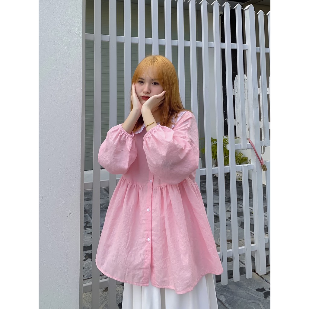 Áo babydoll cổ sen phối màu madebymint