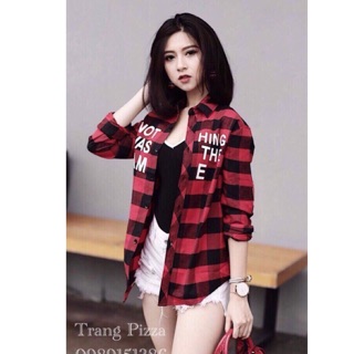 Áo sơ mi caro đỏ đen