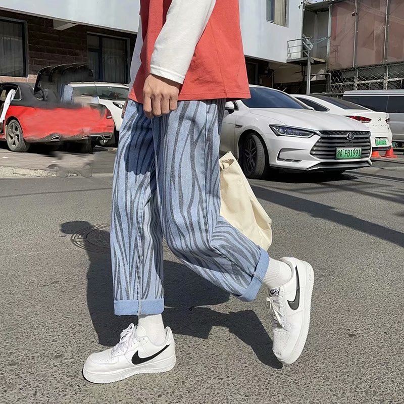 Men jeans Wide Leg denim pant Loose Straight Baggy men's jeans Streetwear Hip Hop casual Skateboard pants S-5XL Neutral trousers Zebra jeans men's straight tube loose spring and autumn daddy pants high street fashion Hong Kong style wide leg pants Korean