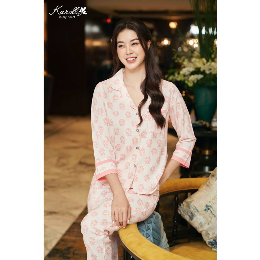 Bộ đồ mặc nhà Karoll cao cấp, set đồ ngủ dáng dài thu đông chất lụa luxury mềm mịn nhẹ nhàng thoáng mát dáng dài