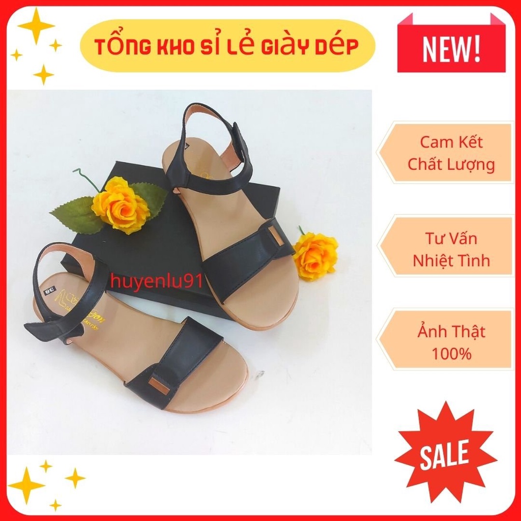 Dép sandal đế bằng quai ngang, xăng đan học sinh HL0017