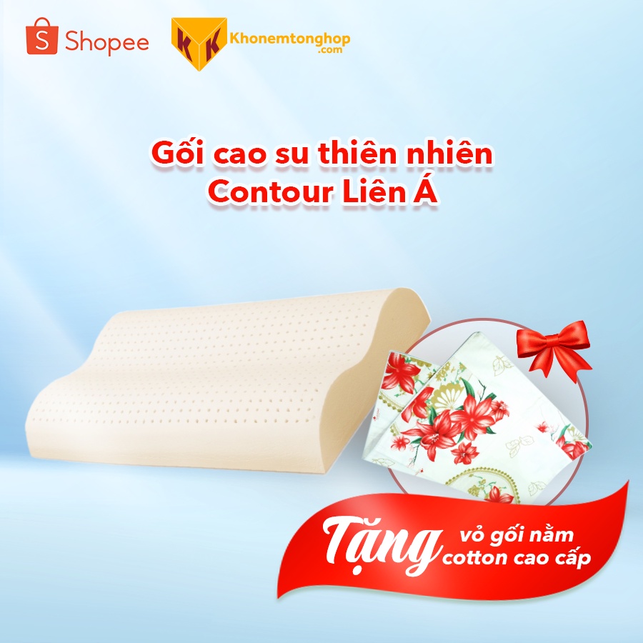 Gối cao su thiên nhiên contour Liên Á chính hãng, quà tặng