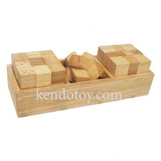 Bộ ba thách thức | Đồ chơi gỗ trí tuệ logic giải đố khổng minh, game giải trí tại nhà