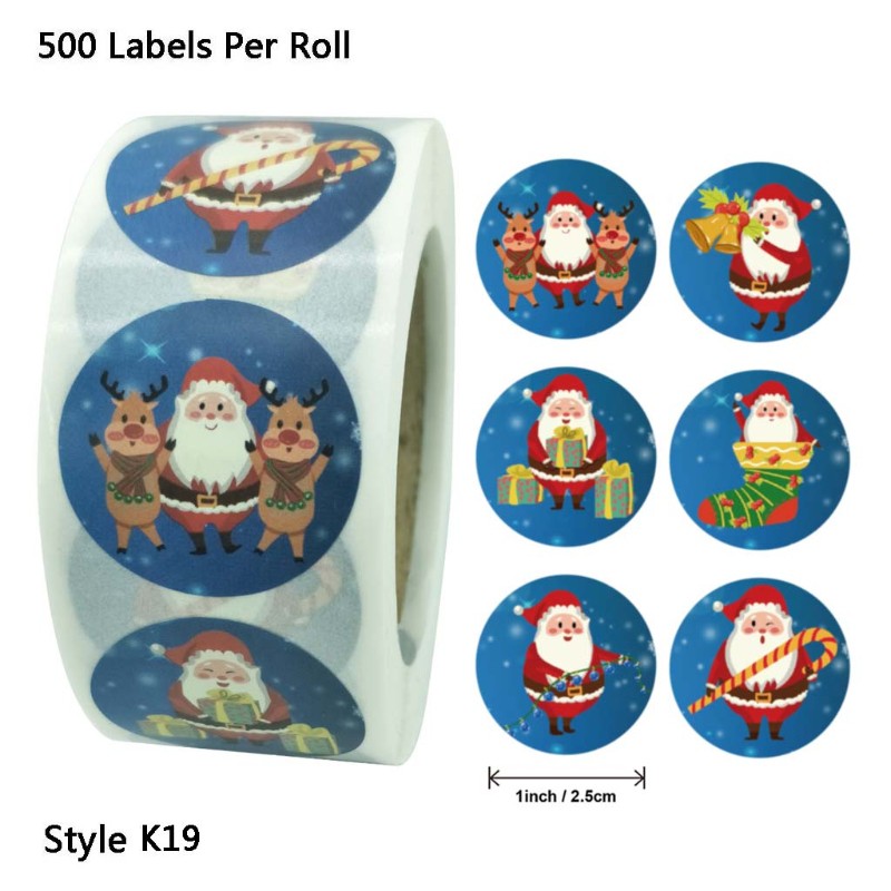 Cuộn 500 nhãn dán in họa tiết chủ đề Giáng sinh độc đáo