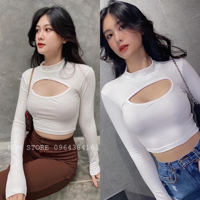 [ 𝐑𝐄̉ 𝐕𝐎̂ Đ𝐈̣𝐂𝐇 ] Áo croptop thun gân tay dài hh.vintage [ẢNH THẬT 100% ]