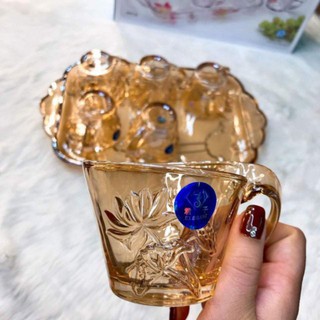 Bộ Cốc Chén Kèm Khay+ Bình thủy tinh(Bộ Ly Thủy Tinh)