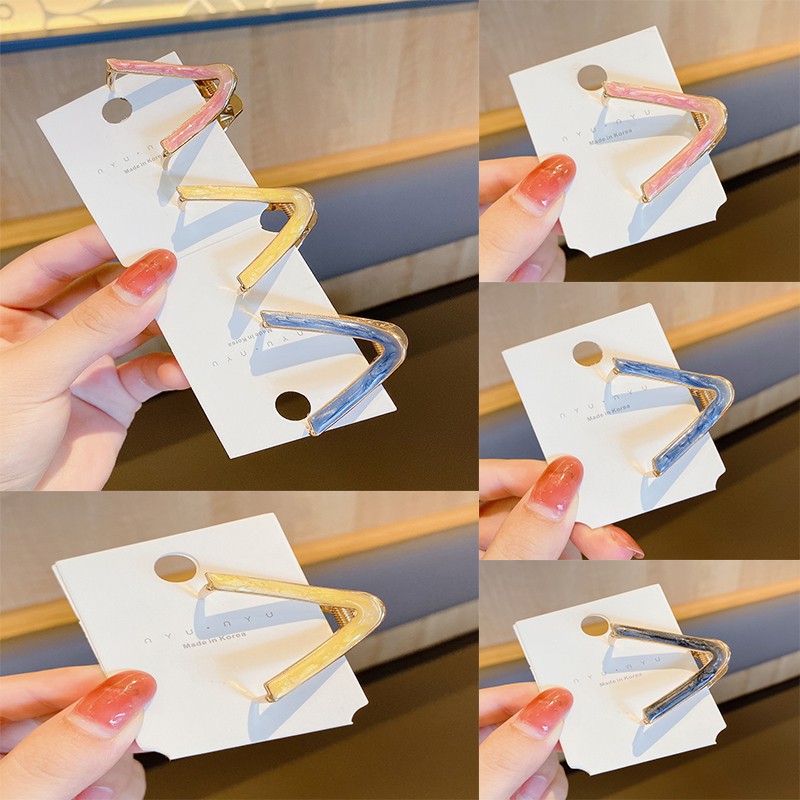 Kẹp Tóc Hình Chữ V Cỡ Lớn Phong Cách Hàn Quốc