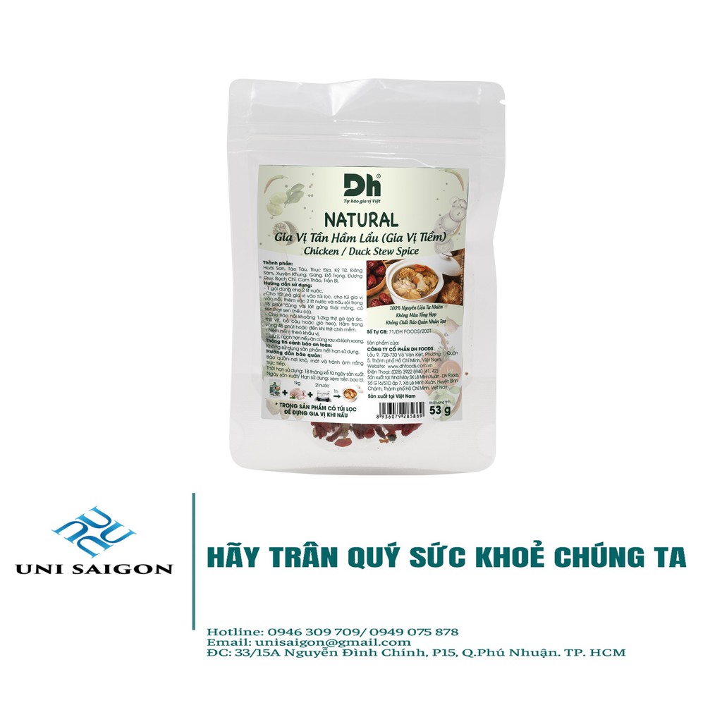 Gói NATURAL Gia Vị Tần Hầm Lẩu (Gia Vị Tiềm) - Thương hiệu DH Foods