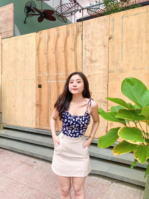 Áo piper - Áo croptop nhún ngực