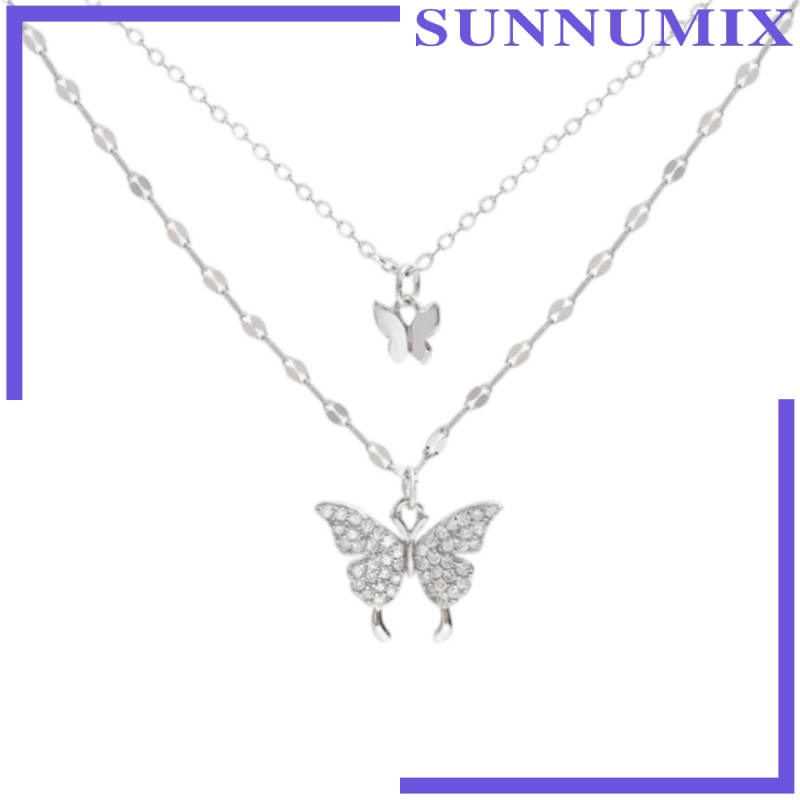 Vòng cổ choker nhiều lớp mặt hình bướm sáng bóng thời trang có thể điều chỉnh cho nữ