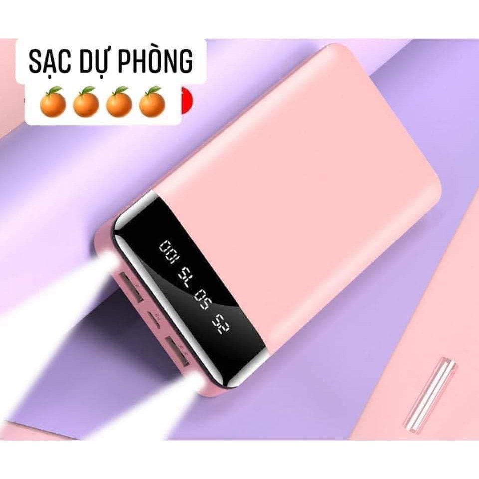 Pin sạc dự phòng cao cấp 10.000mAh Smart 2 đèn led chiếu sáng, 2 đầu cắm USB, hiện thị màn hình (màu ngẫu nhiên)