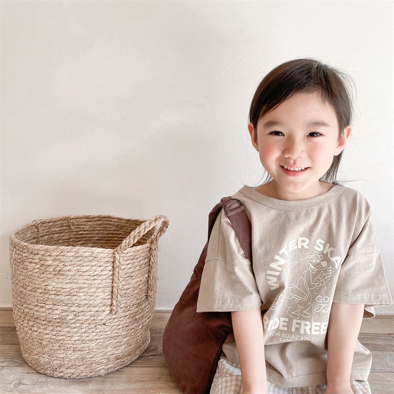 Áo Thun Cổ Tròn Họa Tiết Chữ Hoạt Hình Thời Trang Cho Trẻ Em Gái