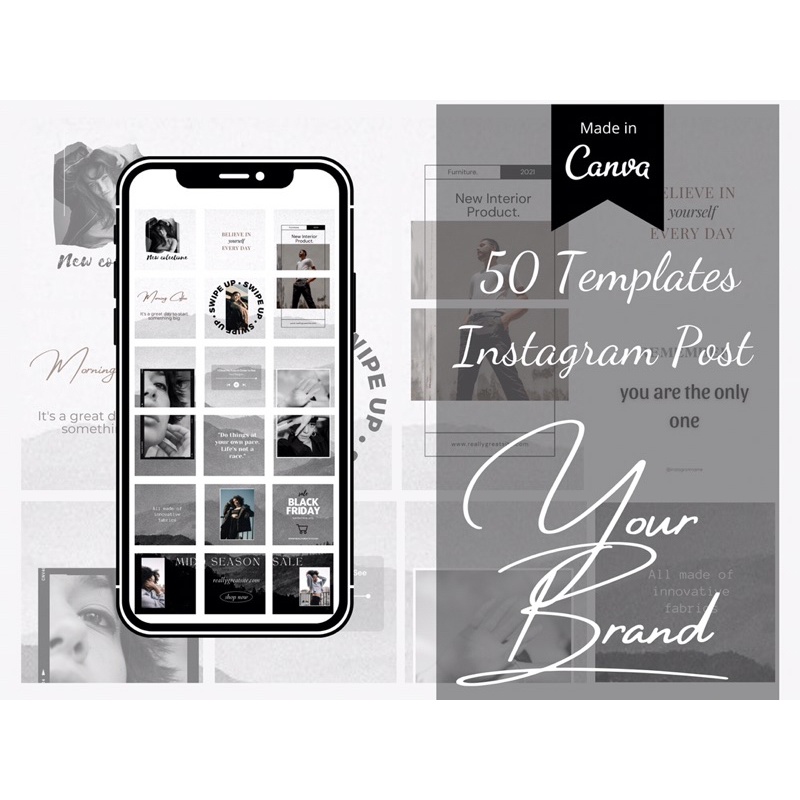 Instagram Template black tone, mẫu instagram cho người thích màu đơn điệu xám đen.