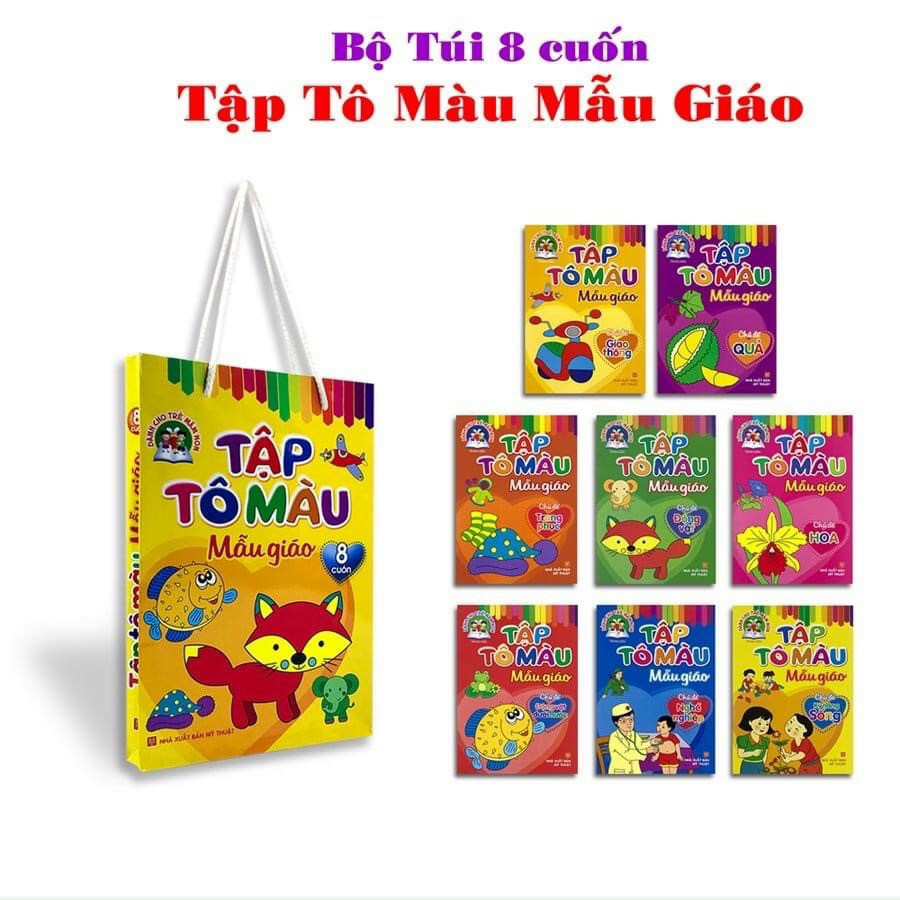 [Bé tập tô màu] Bộ 8 set hình tô màu cho bé 8 chủ đề