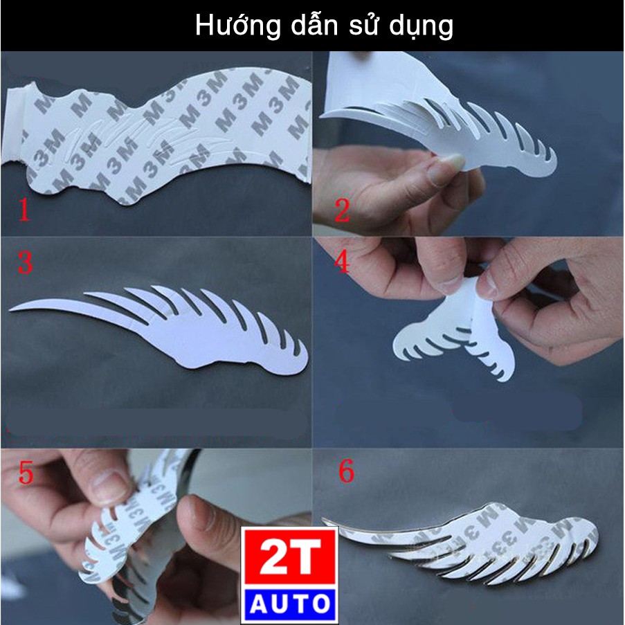 Bộ 2 Logo 3D Cánh Chim Thiên Thần Kim Loại Trang Trí xe hơi ô tô- Loại lớn 14cm:   SKU:209