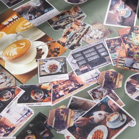 Bộ 40 miếng dán sticker giấy washi in hình ảnh nghệ thuật trang trí sổ tay tạp chí ST178