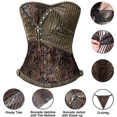 Áo corset cúp ngực sọc nâu