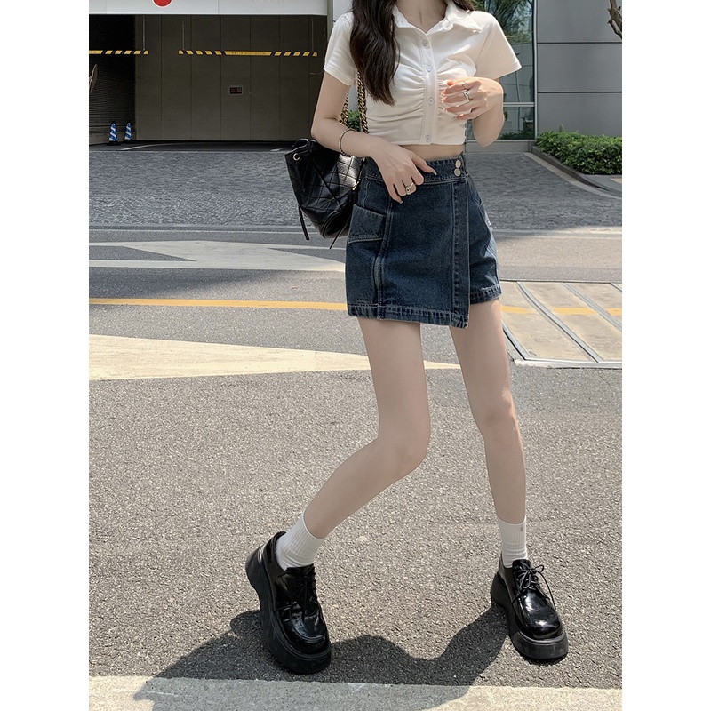 Chân Váy Jeans Lưng Cao Thời Trang Quyến Rũ Cho Nữ