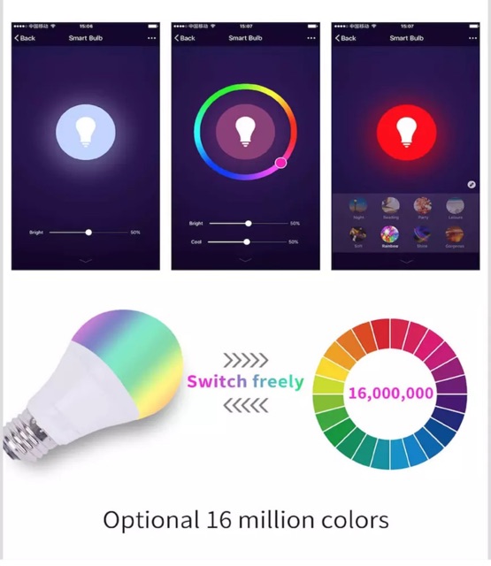 Đèn Led Bulb thông minh 16 triệu màu công suất 10W xài app Tuya/ smart life