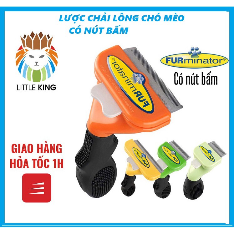 🐶Chăm sóc thú cưng🦊 Lược chải lông chó, mèo FURMINATOR có nút bấm giúp tách lông ra khỏi lược một cách dễ dàng