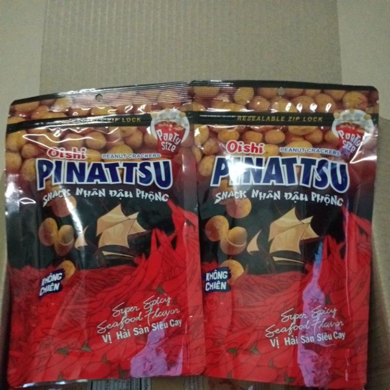 Snack nhân đậu phộng vị hải sản siêu cay Pinattsu Oishi gói 95g