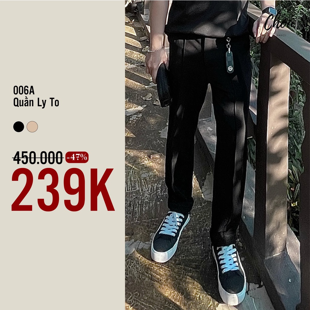 Quần đen dài ống đứng hack chiều cao cho nam CHOU IN HANOI Quần đen dài ly to cách điệu