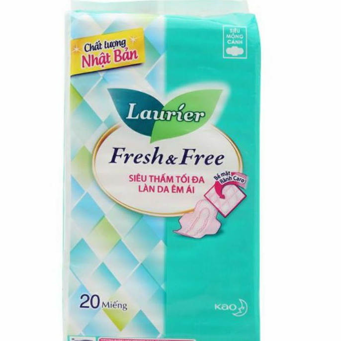 Bịch 20 miếng ( có cánh)Băng vệ sinh Fresh & Free của thương hiệu Laurier