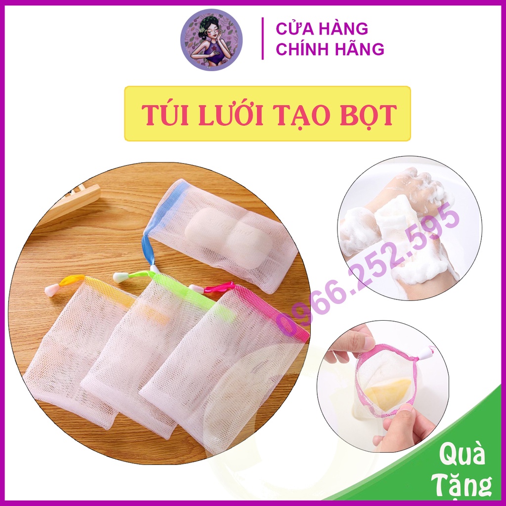 Tiemxuongrong, Túi Lưới Đựng Xà Phòng Tạo Bọt Tiện Lợi, có dây rút nhiều màu 15x9 ( loại 2 lớp dày dặn)