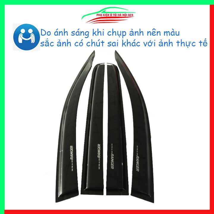Vè che mưa cho xe ô tô Ranger 2014-2021 vè đen bảo vệ trang trí xe