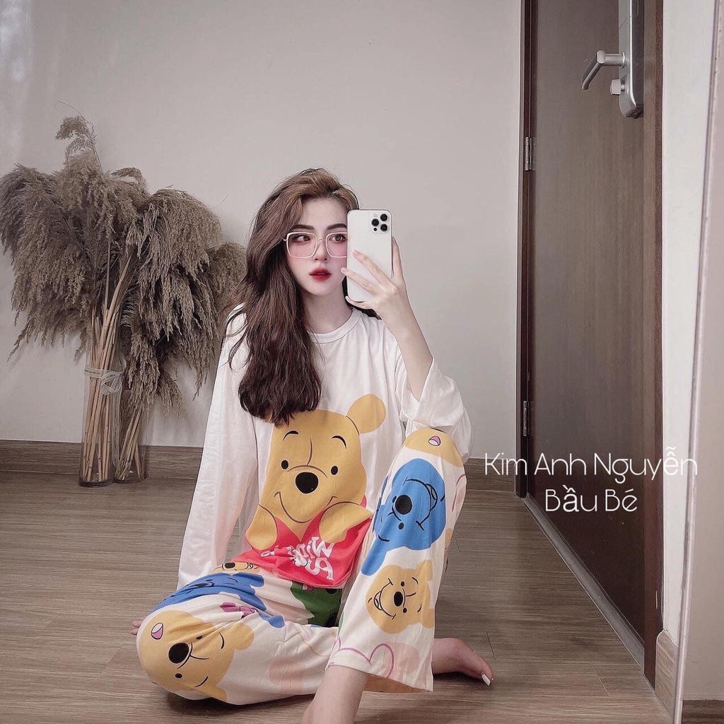 Bộ ngủ dài tay phù hợp mùa xuân mùa thu mùa đông hoạt hình dễ thương (Kèm video và ảnh thật) | BigBuy360 - bigbuy360.vn